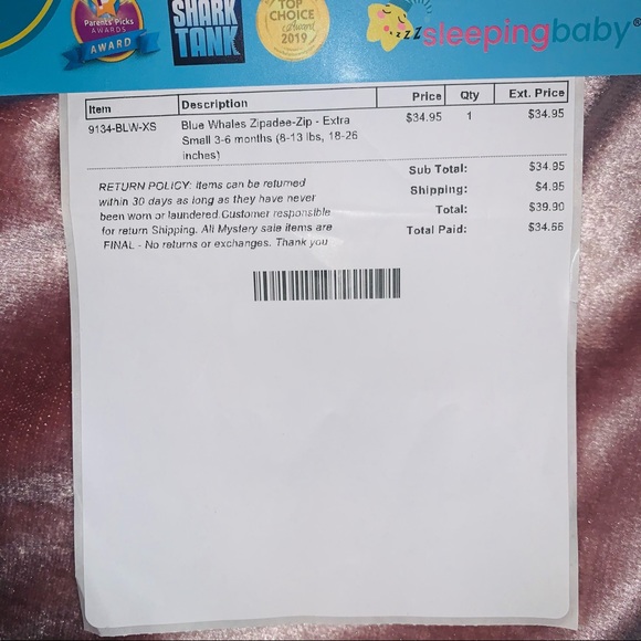 NWT | Sleeping Baby | Zippy Sleep Sack | XS - Picture 5 of 5